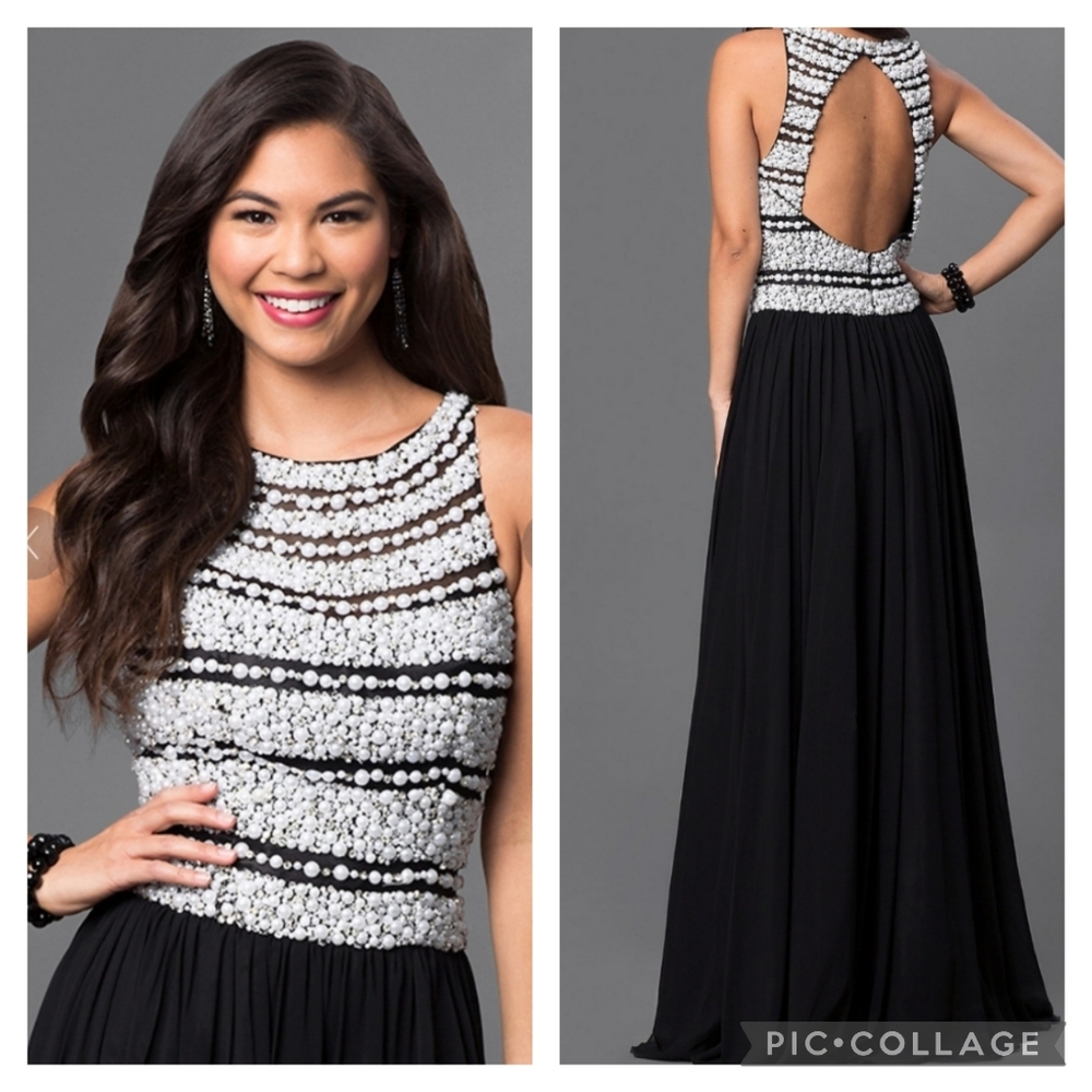 Nina Canacci Black & White Beaded Pearls Dress Size 2